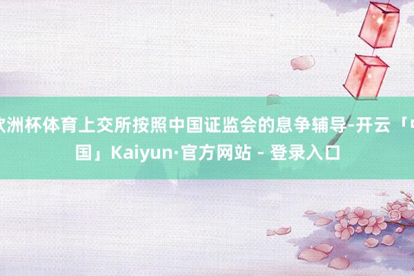 欧洲杯体育上交所按照中国证监会的息争辅导-开云「中国」Kaiyun·官方网站 - 登录入口